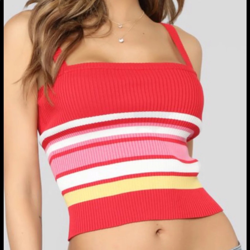 Fashion Nova Red striped tank top